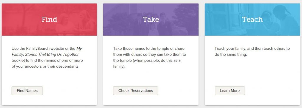 find take teach boxes at familysearch