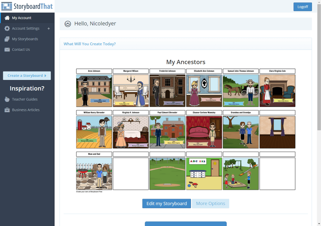 my account storyboard
