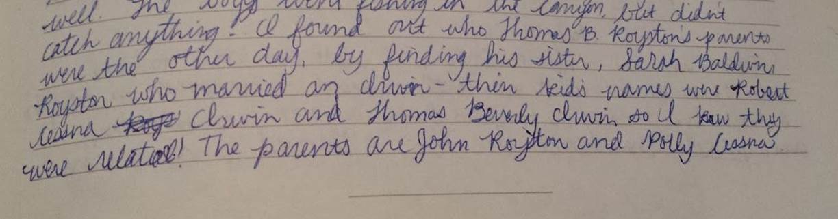 found parents of thomas b roystons