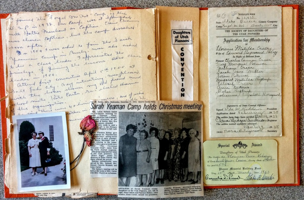 Florence Creer Kelsey Daughters of the Utah Pioneers Scrapbook page