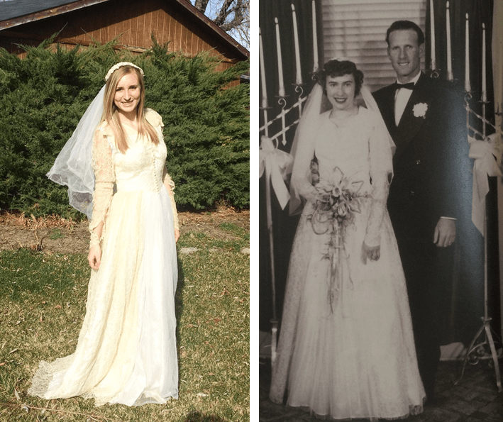 Mckinley wearing grandmas wedding dress