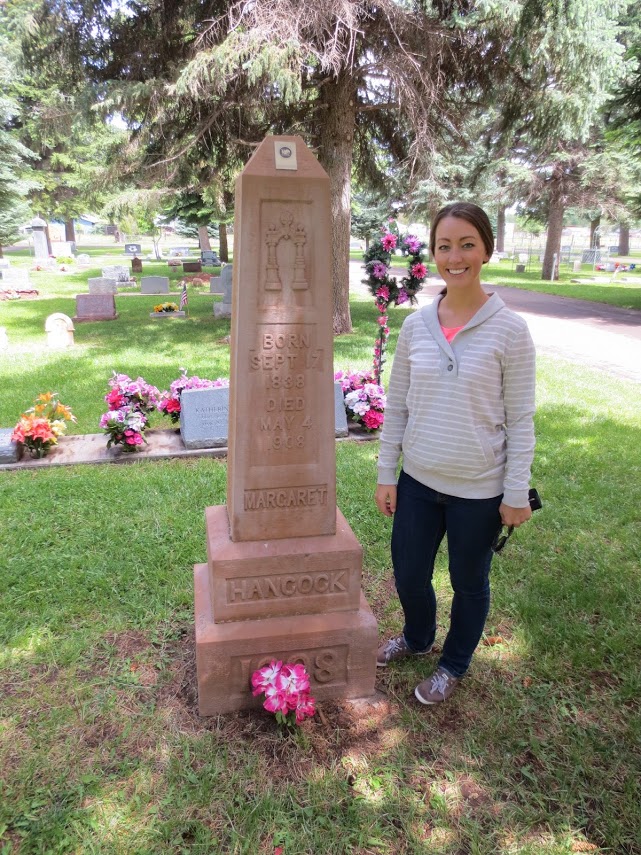 Nicole at Margaret's memorial in the Taylor, Arizona Cemetery