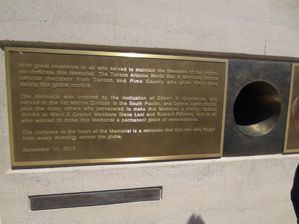 Back of the World War II Memorial in Tucson