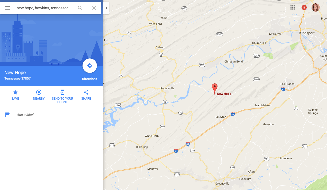 new-hope-google-maps