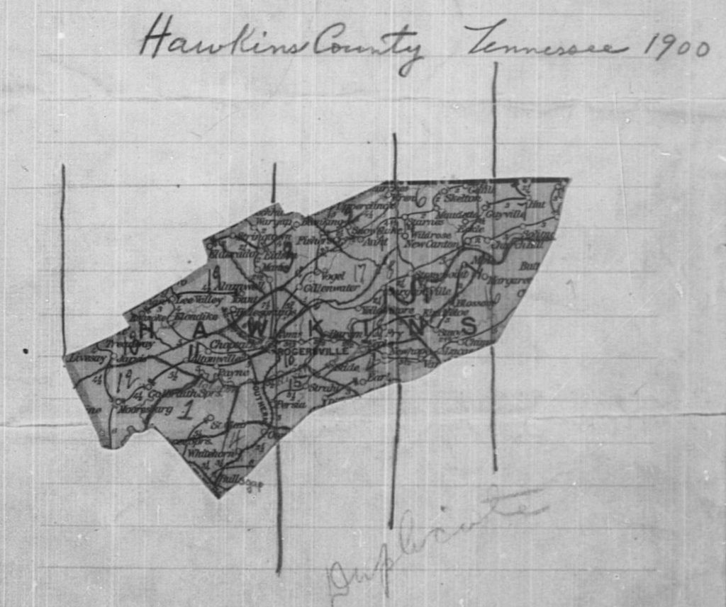 hawkins county Tennessee 1900 enumeration district map
