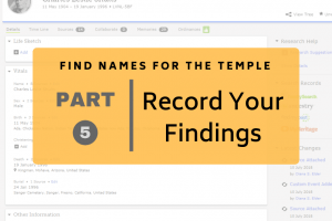Find Names for the Temple Part 5: Record Your Findings