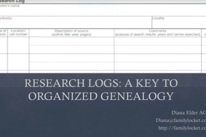 Research Logs: A Key to Organized Genealogy by Diana Elder at #RootsTech 2019