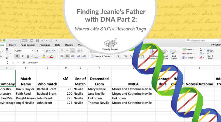 Finding Jeanie’s Father with DNA part 2: Shared centiMorgans and DNA Research Logs