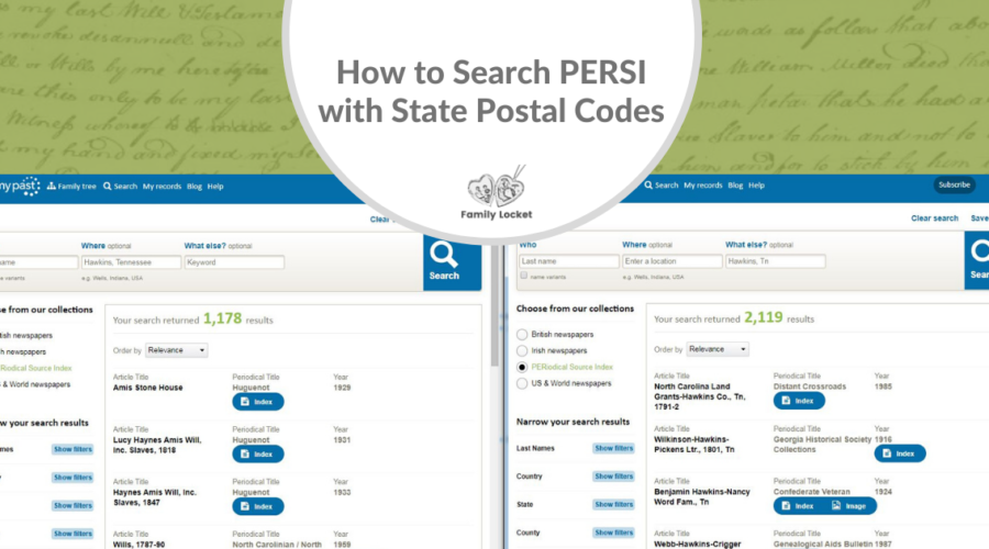 How to Search PERSI with State Postal Codes