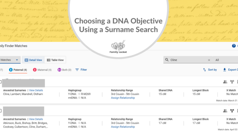 Choosing a DNA Objective Using a Surname Search