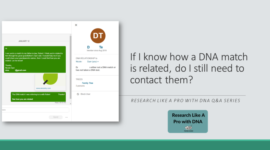 If I know how a DNA match is related, do I still need to contact them?