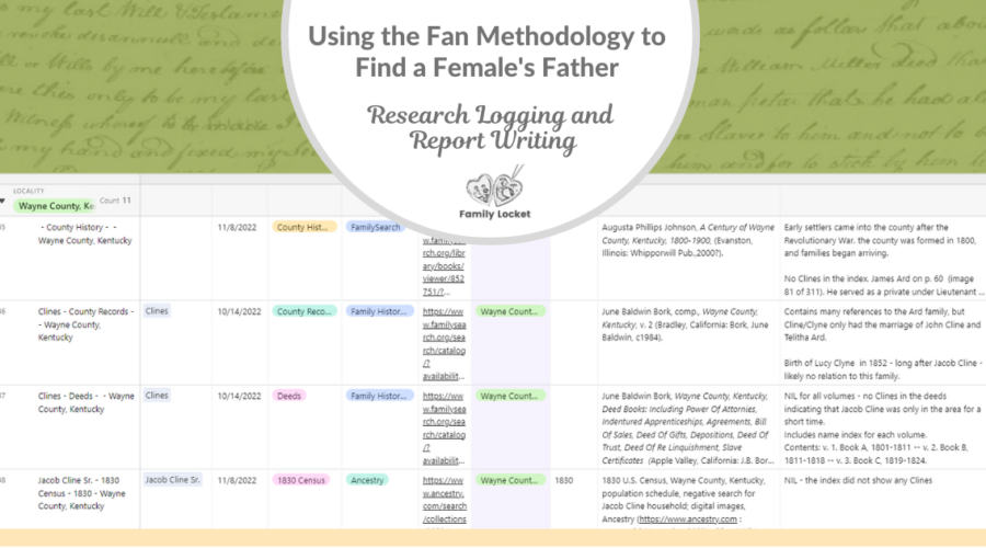 Using the Fan Methodology to Find a Female’s Father: Part 3- Research Logging and Report Writing