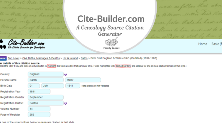 Cite-Builder: A Genealogy Source Citation Generator