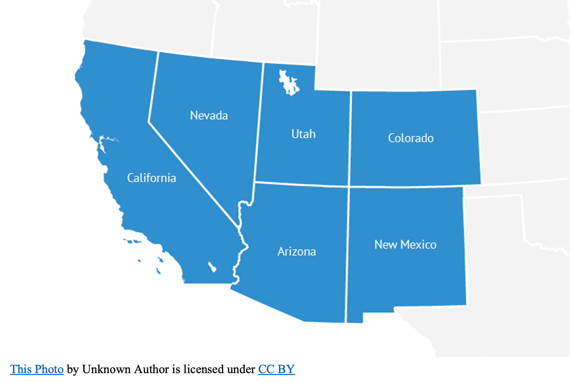 Map of Six Southwestern States