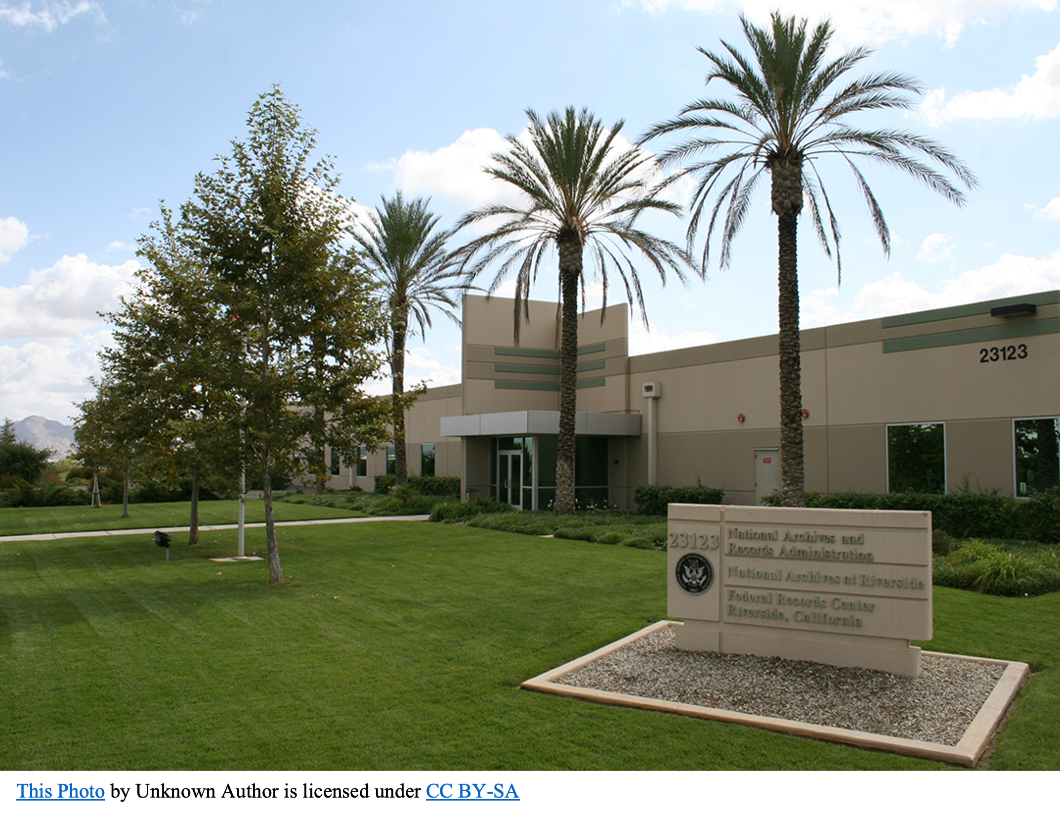 Outdoor image of National Archives at Riverside, California.