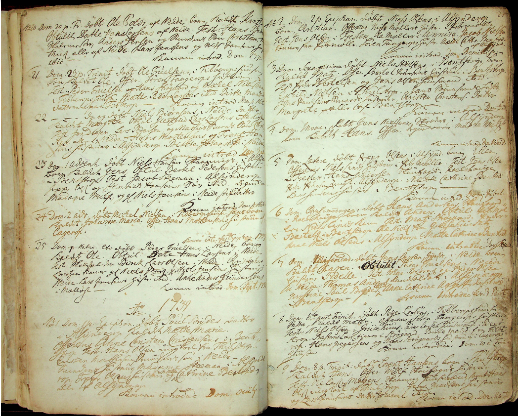 A page of christening records from Alsønderup parish in Fredriksborg, Denmark.