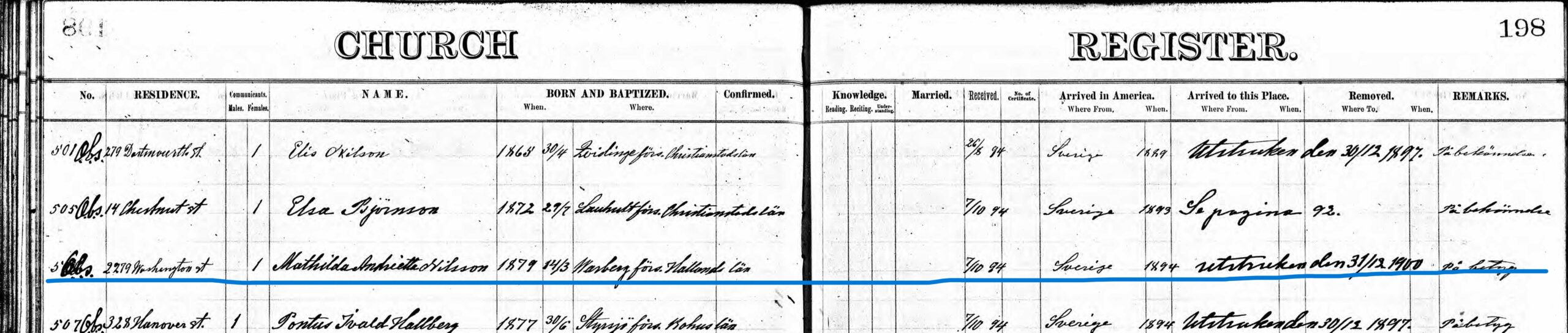 U.S. Lutheran Church Record including Mathilda.