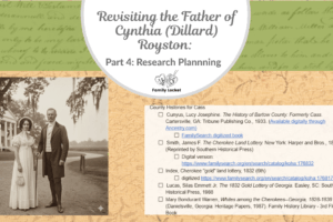 Revisiting the Father of Cynthia (Dillard) Royston: Part 4 Research Planning