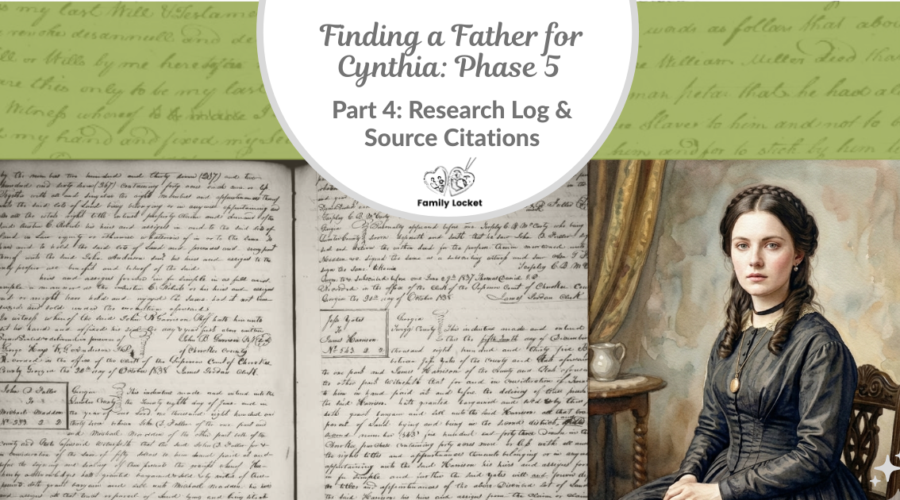 Finding a Father for Cynthia: Phase 5 – Part 4: Research Log and Source Citations