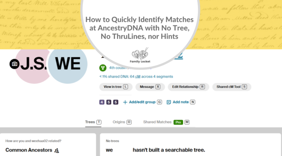 How to Quickly Identify Matches at AncestryDNA with No Tree, No ThruLines, nor Hints