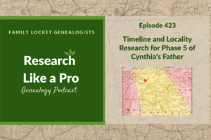 RLP 423: Timeline and Locality Research for Phase 5 of Cynthia’s Father