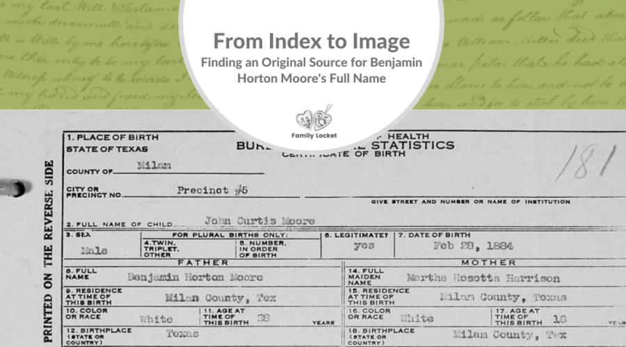 From Index to Image: Finding an Original Source for Benjamin Horton Moore’s Full Name